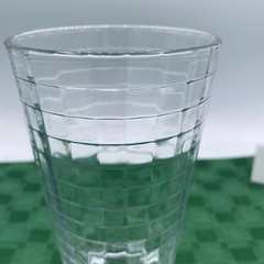 6” Checker Highball/Water Glass – Box Design – Nice Thick Glass EUC