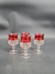 Vintage King’s Crown Cranberry Flashed by Tiffin-Franciscan Water Goblets 4 pcs