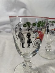 Libbey Horseless Carriage Wine Glasses W/1913 Chevrolet Design Set of 4