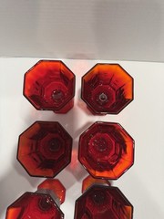6 Vintage Octagonal Independence Glass Ruby Wine/Juice Goblets Glasses 4 1/2”