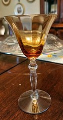 One (1) Crystal Amber Cordial Sherry Martini Cocktail Glass, Cambridge Trumpet