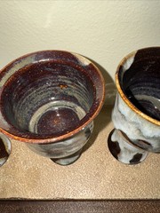 Vintage 1981 Artist Signed Thrown Pottery Goblets Set Of 4