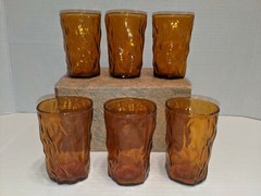 RARE Vintage MCM Wheatonware Savannah Yellow Juice Tumblers Set of 6 *NEW*