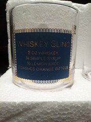 Set of 2 Whiskey Sling On the Rocks Cocktail Glasses with the Recipe Barware NWT