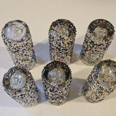 Blown Glass Confetti Tall Shot Glasses Or Mini Vases Set Of 6 Colorful Fun