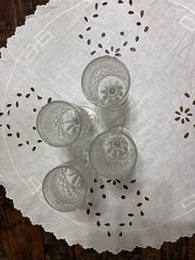 Set of 4 Vtg Wexford Anchor Hocking Glass Water Wine Goblets Diamond Cut Stemmed