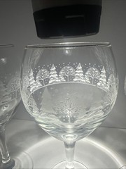 Vintage Libbey Arby’s Winter Scene Wine Glasses Set 3 Gold Rim Balloon