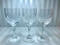 Set Of 3 Clear Crystal Claret Wine Deauville Wine Glasses By Cristal d’Arques