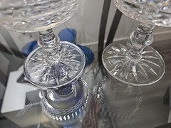 (2) Etched Waterford Crystal Tramore Champagne Sherbert Glass 4.5″ Vertical Cuts