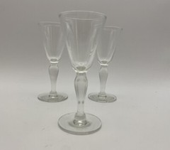 Set (3) Bar Vintage Mini Clear Glass Stemmed Shot Glasses 3.5“ Tall/1.5“ Mouth