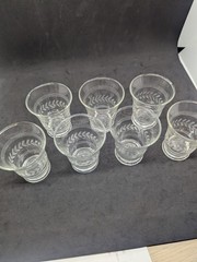 7 Etched Glass Laurel Leaf Design Anchor Hocking Tumbler Juice Glasses 3″ Tall