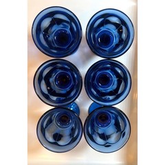 Vintage Imperial Glass Old Williamsburg Cobalt Goblets 5.3″ Set of 6 Deep Blue