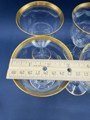 VTG CAMBRIDGE Wedding Band Clear w/Gold Trim Coupe Glasses Set of 4 /rw