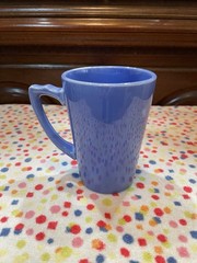 Homer Laughlin Riviera Handled Tumbler Mauve Blue Excellent