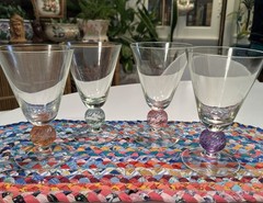 4 Southern Living at Home Tango Multi-Color Crystal Stemmed Ice Tea Glasses SOC3