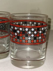 4 Vtg MCM Glass Set Lowball Collins Tumblers Glasses Games Ocean Man Cave Home