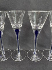 5-Home Essentials Teardrop Blue Cobalt Stem Cordial With Original Tags