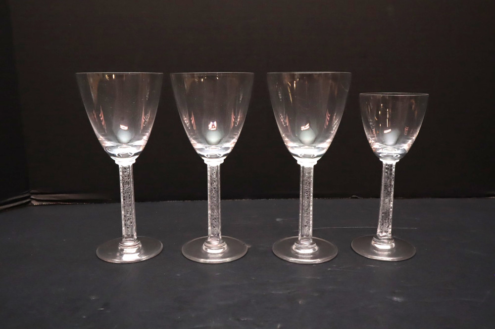 SET 4 LALIQUE Crystal Glasses PHALSBOURG ART DECO Wine Bordeaux / Sherry