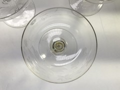 Vintage 1920s Gray Cut Birds Nests & Eggs Hand Blown Champagne Glasses, Lot Of 3