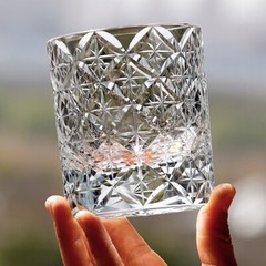 K9 Crystal Glass Rocks Whiskey Glasses Hand-carved Stars Glass 8oz Clear 1PC