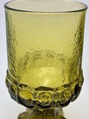 4 Tiffin Franciscan Madeira Olive Green Footed Uranium Glass Goblets 5.5 In