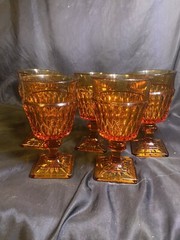 Chunky Vintage 6” Spiced Pumpkin Wine Goblets- Set of 5 MINT CONDITION