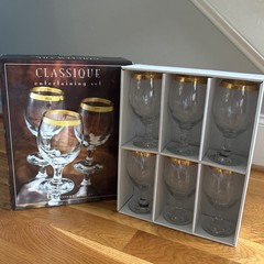 Circleware 6-piece 10 oz Gold Etching Rim Wine Stemware Beverage Glass