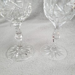 American Cut Eleanor Water Goblets Set Of 2 Crystal Stemware Pinwheel Fan VTG