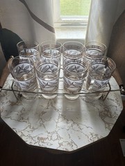 Vtg 8 Libbey Golden Harvest Wheat 12 Oz Glasses Tumblers with Carrier