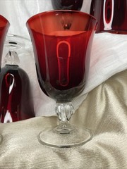 8 Ruby Red Cristal D’Arques Durand “Casual Settings” Wine Goblets