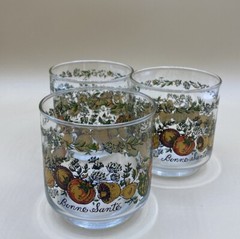 3 Pc Corelle Libbey SPICE OF LIFE Juice Rocks Glass Set Bonne Sante 10 oz
