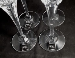 4-Mikasa Crystal Petit Points Fluted Champagne Toasting Glasses EXC. W/Labels #2