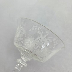 Set of 2 Heisey Orchid Etched Stemware Wine Glasses Champagne