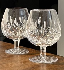 Set of 2 WATERFORD CRYSTAL Lismore Pattern Brandy Snifters Glasses VTG IRELAND
