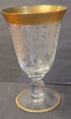 Set of 2 Tiffin Franciscan Melrose Clear Gold Encrusted Claret Wine Glasses 5″