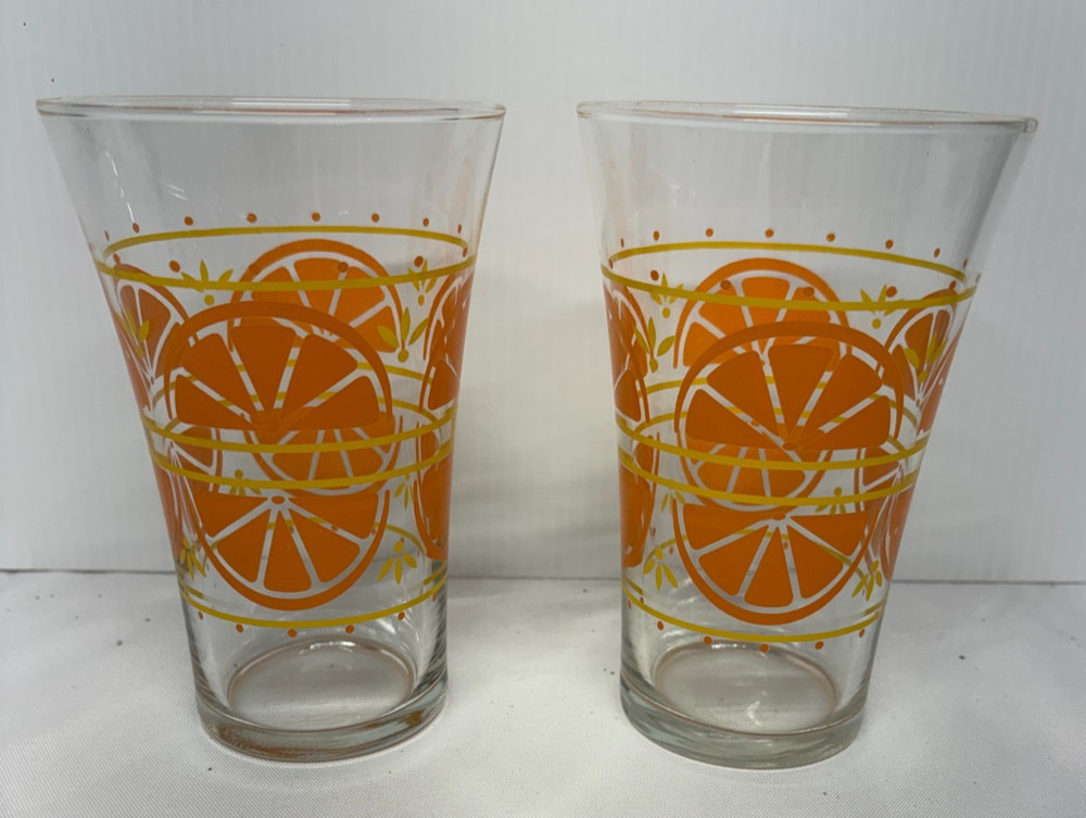 VTG Libbey Orange Slices Drinking Glasses Set of 2