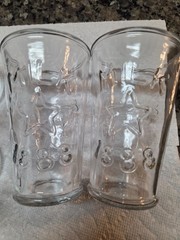 4 Vintage Libbey 1888 Milk Glasses, Raised Cow Design, Farmhouse Decor