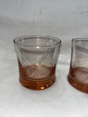 Two Vintage Pink Old Fashioned Coctail Glasses