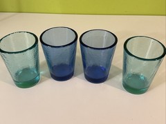 Fire & Light 12oz Tumblers Textured Glass Set Of 4: 2 Aqua And 2 Cobalt