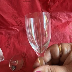 Orrefors Laura Play of Lines Crystal Small Wine Liquor Glasses Set of 2 Sweden