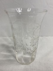 Vintage Etched ? Glass Juice Tumbler Floral Daisy Design 5”