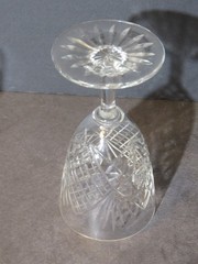 Set of 8 Cut Crystal Hobstar Pattern Sherry or Cordial Glasses