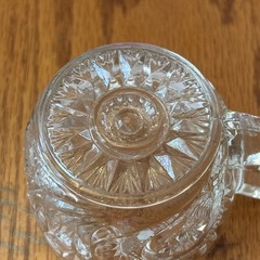Vintage LE Smith Clear Punch Bowl Cups Aztec Pinwheel Stars Set Of 8 EUC