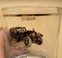 Culver 22K Gold Auto Lowball Glasses Set of 3 Pierce Arrow Rolls Mercedes
