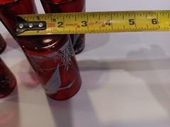 Vintage Anchor Hocking Glass Ruby Royal Wild Geese Cattails Tumbler Set of 5