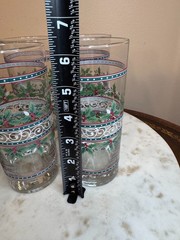 6 CHRISTMAS Holly Highball Glasses LIBBEY Scrolls 15oz Festive Tumblers
