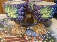 Fitz & Floyd Grapes Goblets Set of 4 Vintage 1989 Hand Painted Wine Cups Retired
