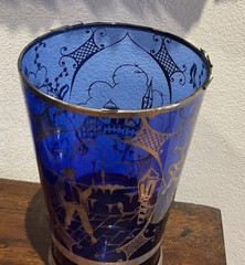 Gorgeous vintage Venetian or Murano-style cobalt blue lemonade/water set- Italy