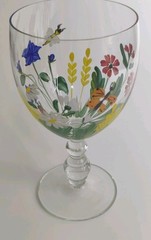 5 Goblets Hand Painted Royal Danube Garden Flowers Crystal Glass