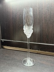 Gorgeous 12.5″ Tall Stem Crystal Champagne Flute w/ Ornate Base & Signed Foot